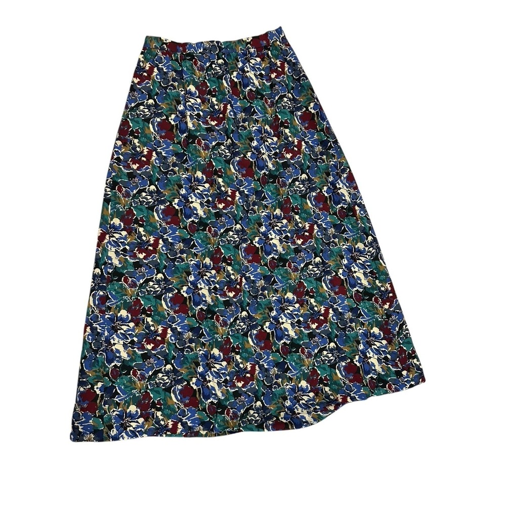 Frank L. Savage Color-Mate Vintage Lightweight Wool Floral Skirt Sz 8 - Picture 2 of 3